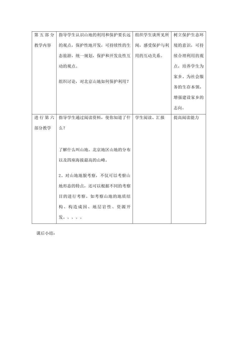 六年级科学上册 第五单元 科学考察 20 山地的考察教案 首师大版-首师大版小学六年级上册自然科学教案_第3页