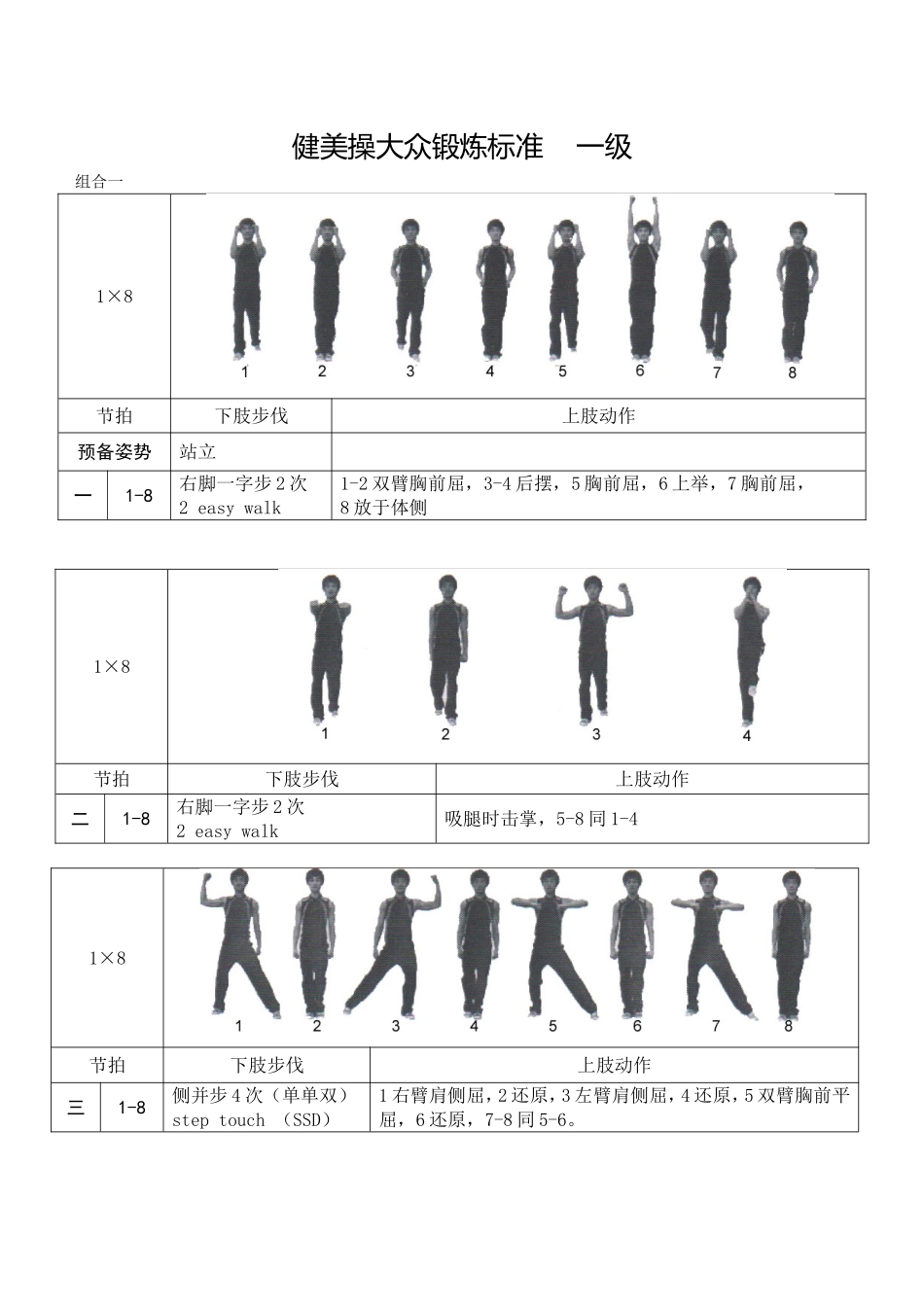 《全国健美操大众锻炼标准》第三套大众一级动作图解_第1页