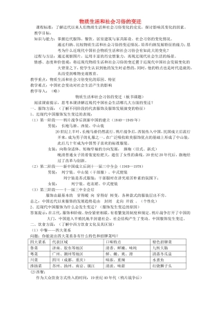 《物质生活和社会习俗的变迁》教案（3）