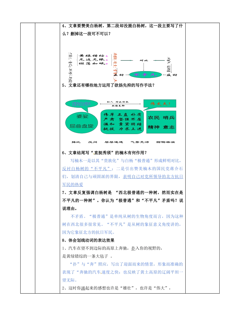 九年级语文下册 5《白杨礼赞（2）》教学设计 北师大版_第3页