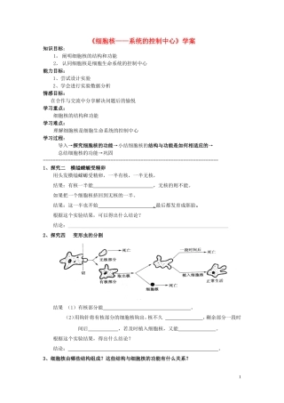 高中生物《细胞核——系统的控制中心》学案3 新人教版必修1