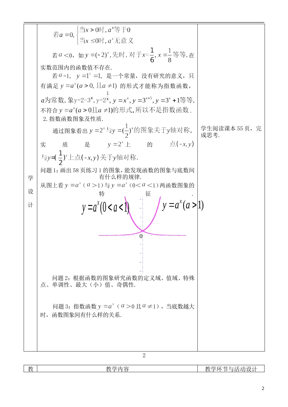河北省武邑中学高中数学 指数函数及其性质（1）教案 新人教A版必修1_第2页