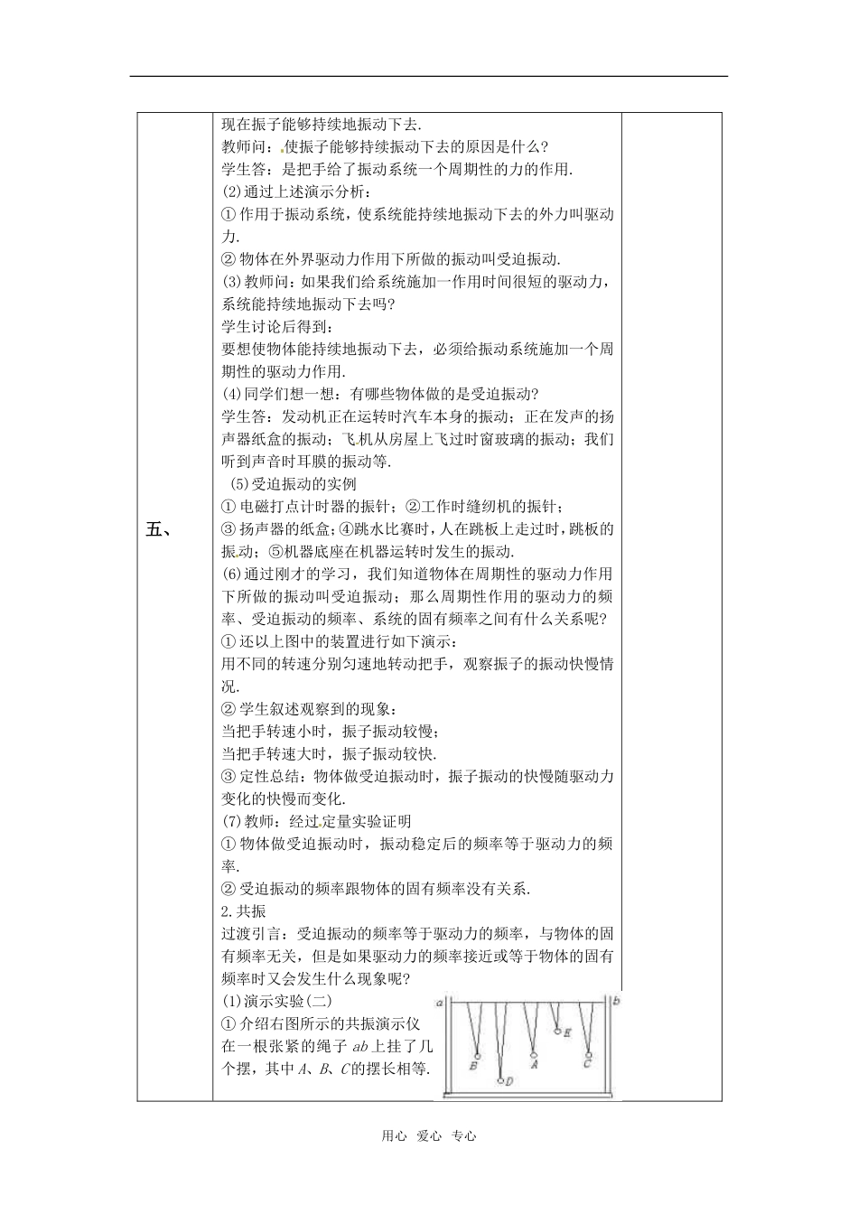 高中物理 11.5《外力作用下的振动》教案 新人教版选修3-4_第2页