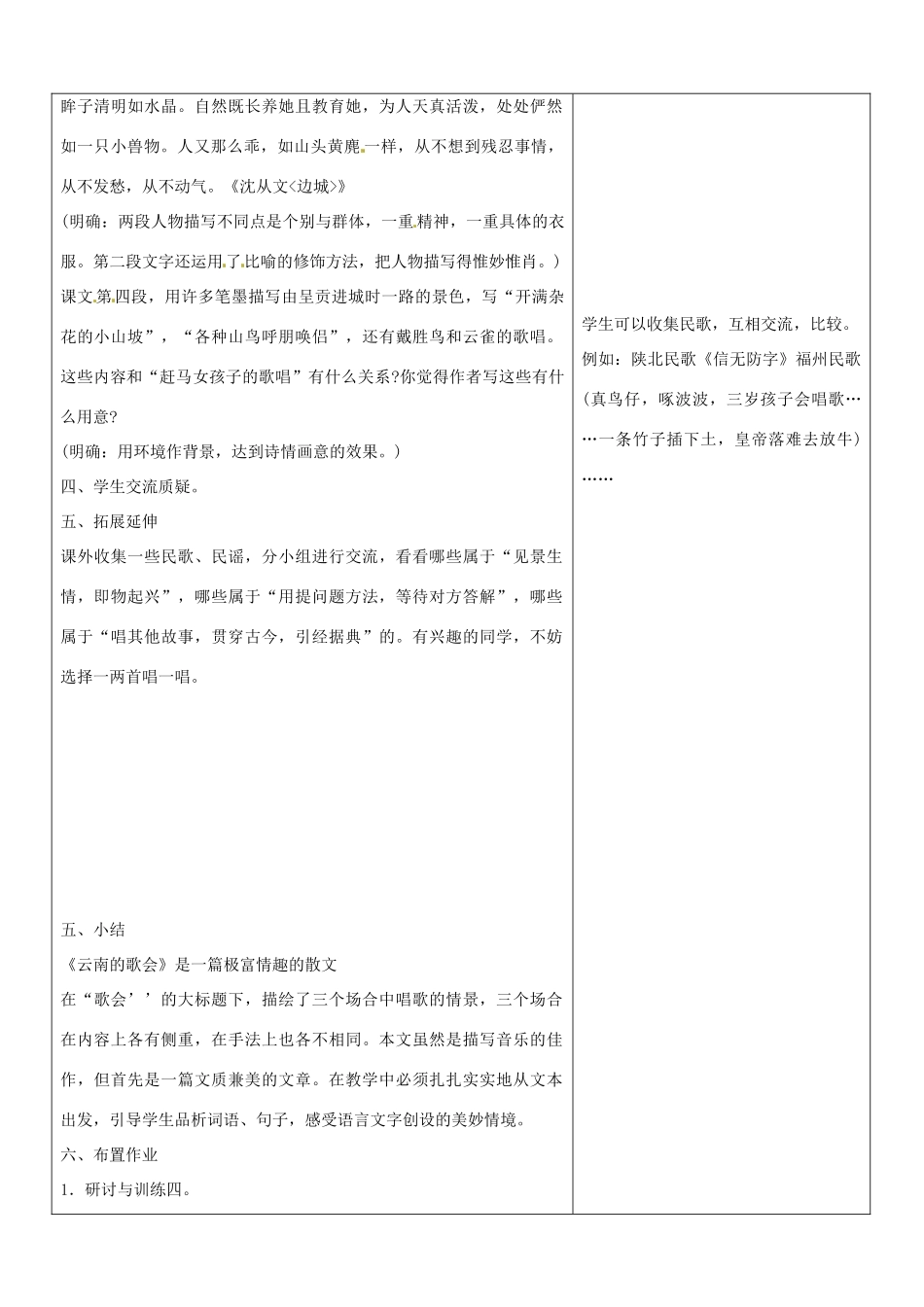 山东省郯城三中八年级语文《云南的歌会》教案二 人教新课标版_第2页