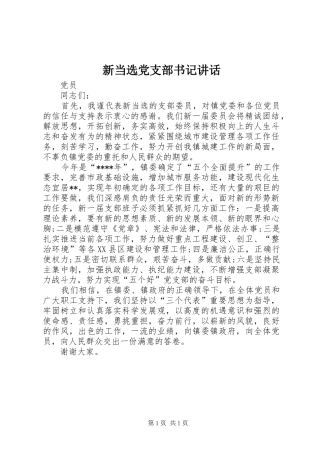 新当选党支部书记讲话发言