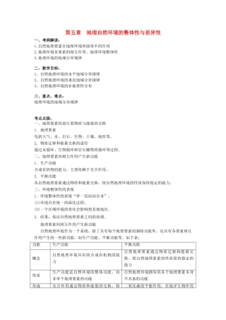 四川省宜宾市一中高三地理《自然环境的整体性与差异性》教学设计-人教版高三全册地理教案