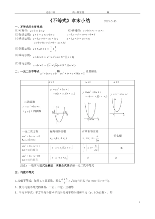 《不等式》章末复习