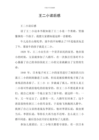 王二小读后感