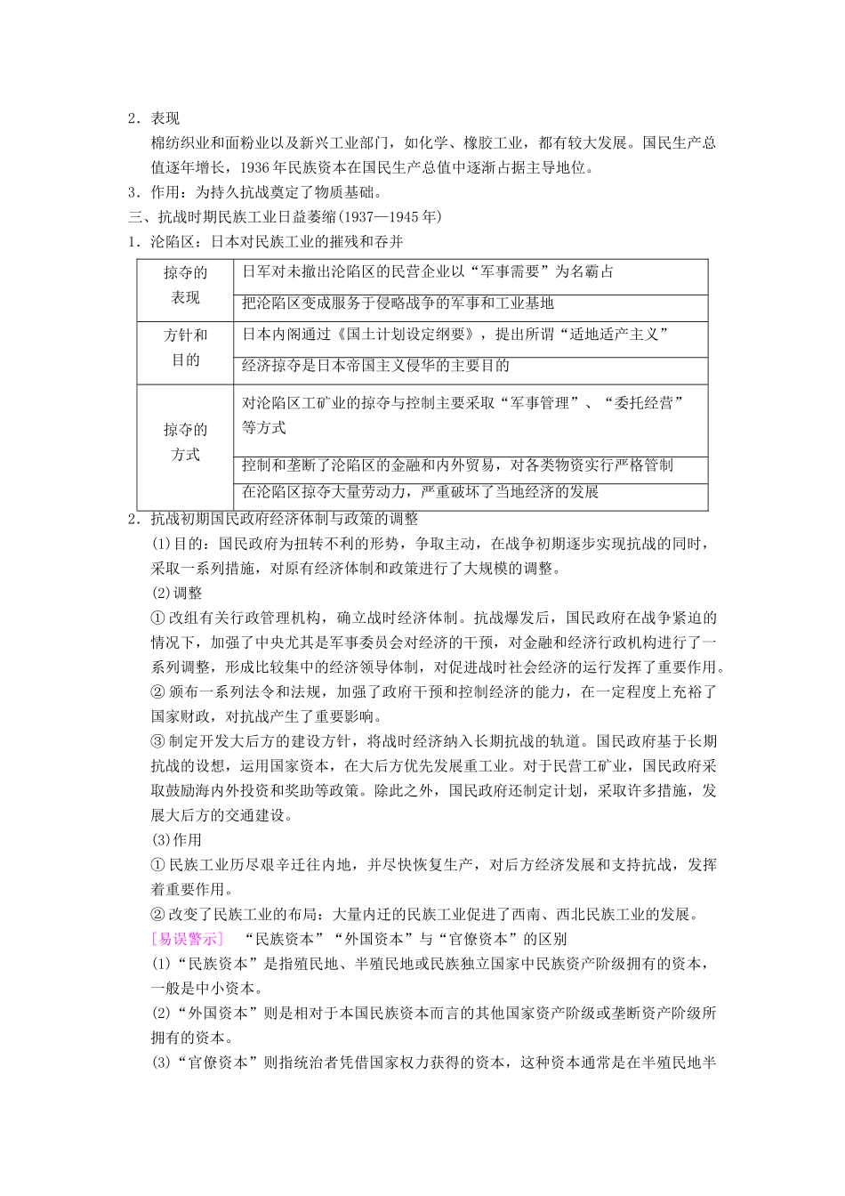 （通史版通用）高考历史一轮总复习 第2部分 中国近代现代史 第5单元 第12讲 民国时期民族工业的曲折发展和社会生活的变迁学案-人教版高三全册历史学案_第2页