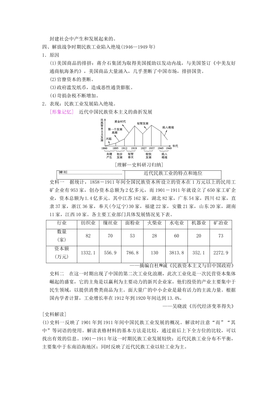 （通史版通用）高考历史一轮总复习 第2部分 中国近代现代史 第5单元 第12讲 民国时期民族工业的曲折发展和社会生活的变迁学案-人教版高三全册历史学案_第3页