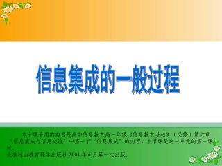 信息集成的一般过程
