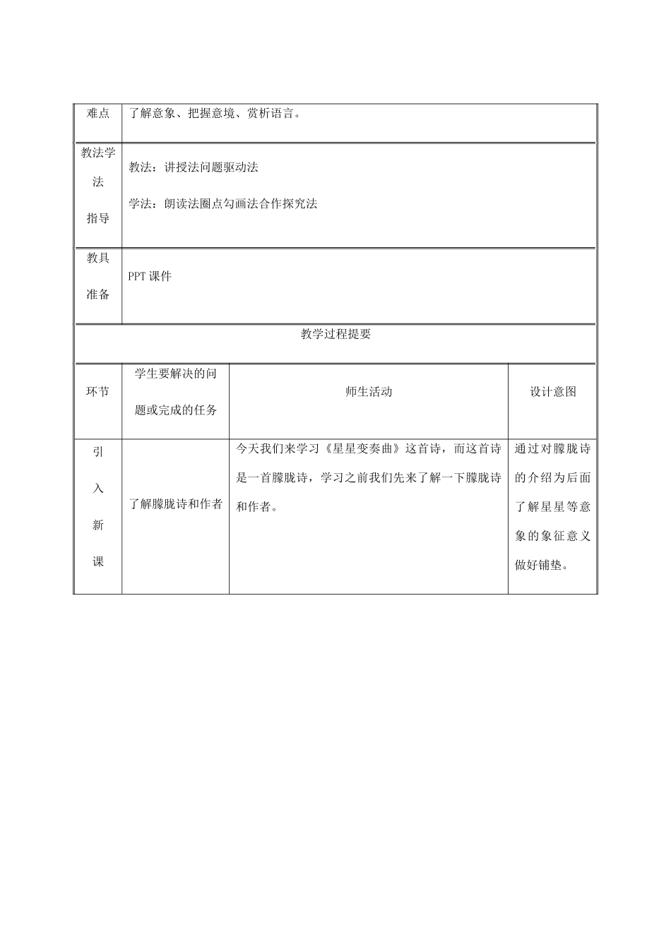 湖南省迎丰镇九年级语文上册 第一单元 3星星变奏曲教案 新人教版-新人教版初中九年级上册语文教案_第2页