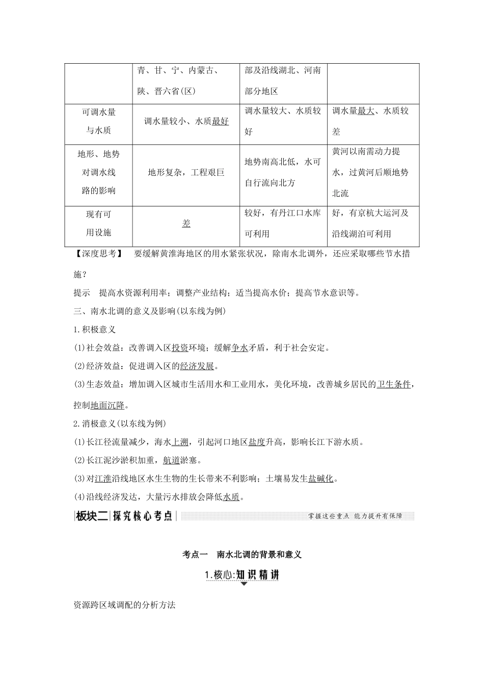 高考地理大一轮复习 第十二单元区域资源、环境与可持续发展 第32讲 资源的跨区域调配——以南水北调为例学案 鲁教版-鲁教版高三全册地理学案_第2页