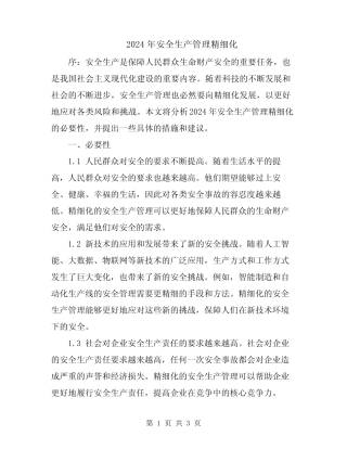 2024年安全生产管理精细化 