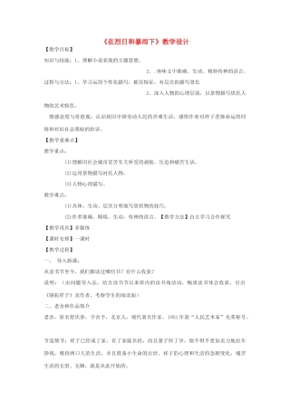 九年级语文下册 17《在烈日和暴雨下》教学设计 北京课改版-北京课改版初中九年级下册语文教案