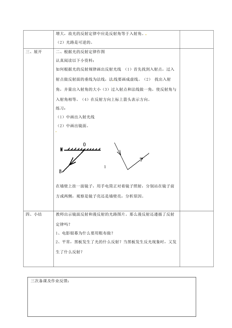 浙江省湖州市长兴县七年级科学下册 第2章 对环境的察觉 2.5 光的反射和折射（1）教案 （新版）浙教版-（新版）浙教版初中七年级下册自然科学教案_第2页