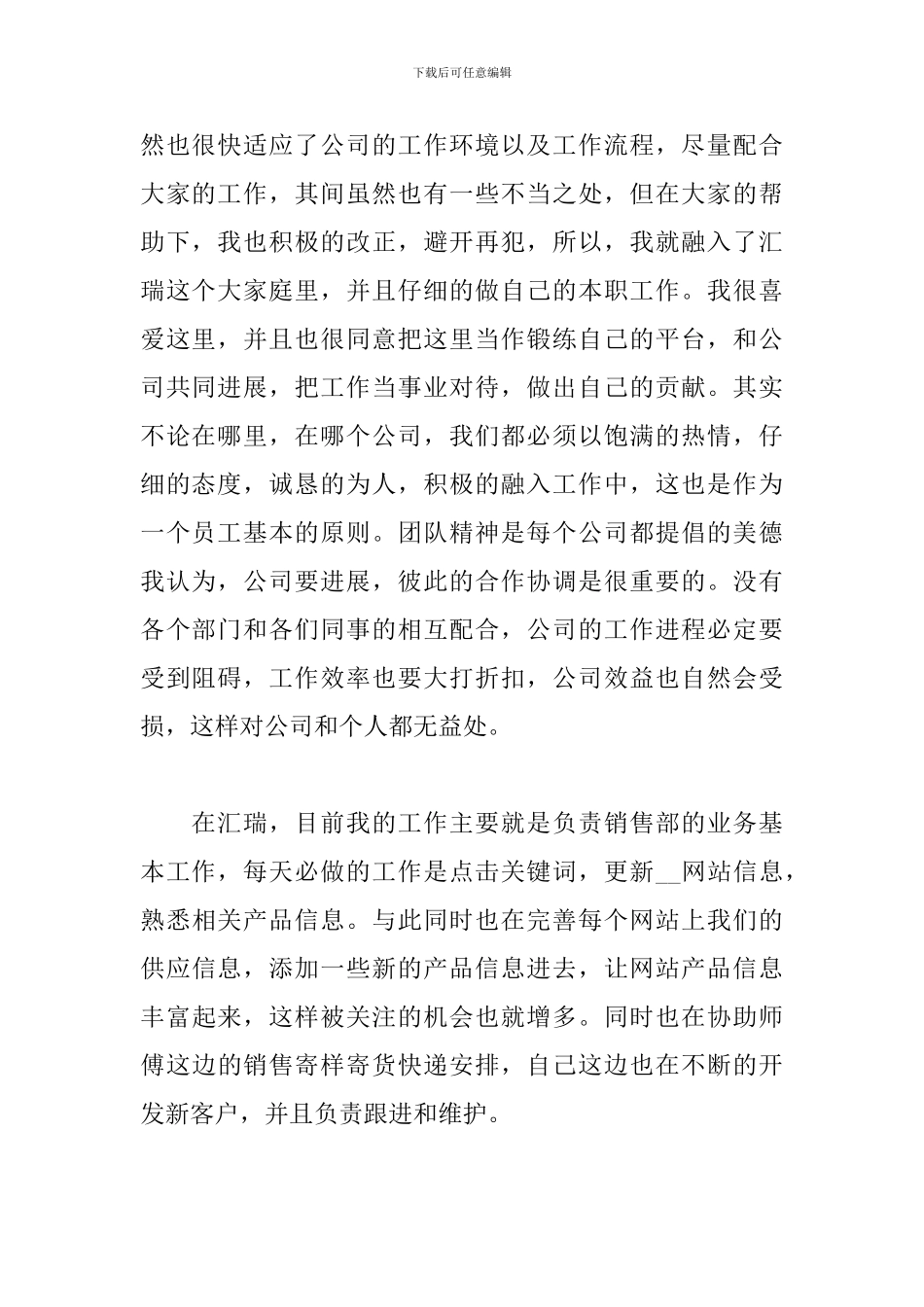 2024销售员个人试用期工作总结_第2页