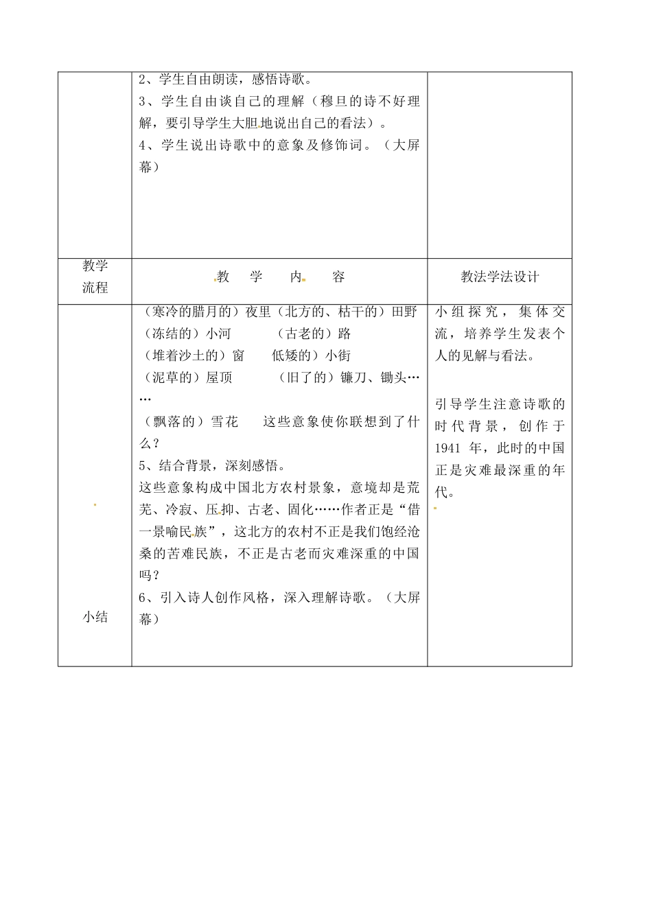 吉林省长春市九年级语文上册 第三单元 6 现代诗歌二首教案1 长春版-长春版初中九年级上册语文教案_第2页