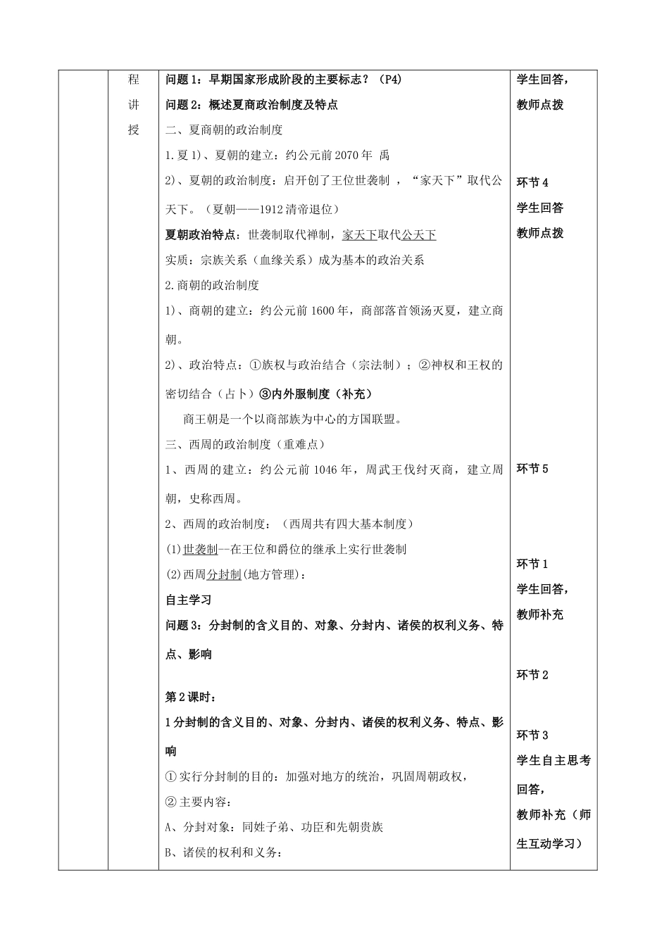 高中历史 中国早期政治制度的特点教学设计-人教版高中全册历史教案_第2页
