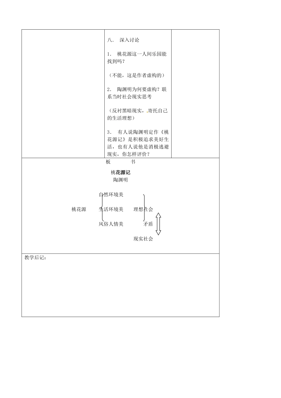 吉林省四平市第十七中学八年级语文上册 桃花源记（第2课时）教案 长春版_第3页