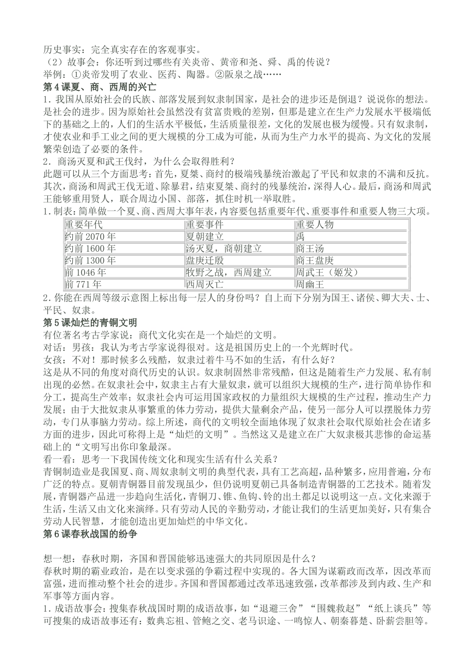 《中国历史》七年级上册动脑筋和课后练习题参考答案_第2页