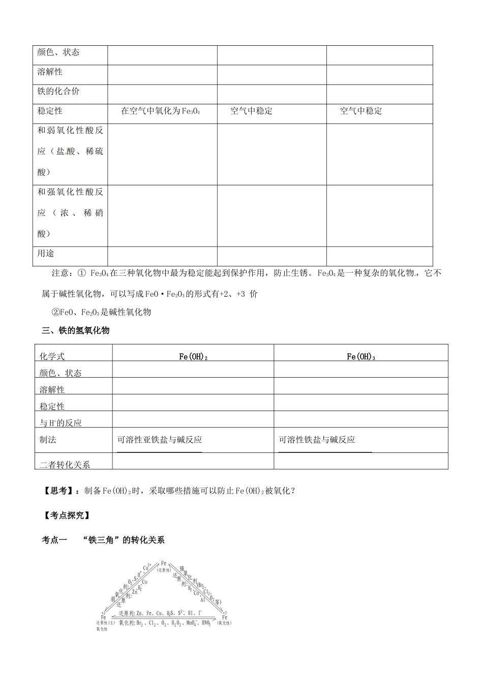 【名校联盟】山东省德州市跃华学校高三化学《第三节铁及其重要化合物》学案_第2页