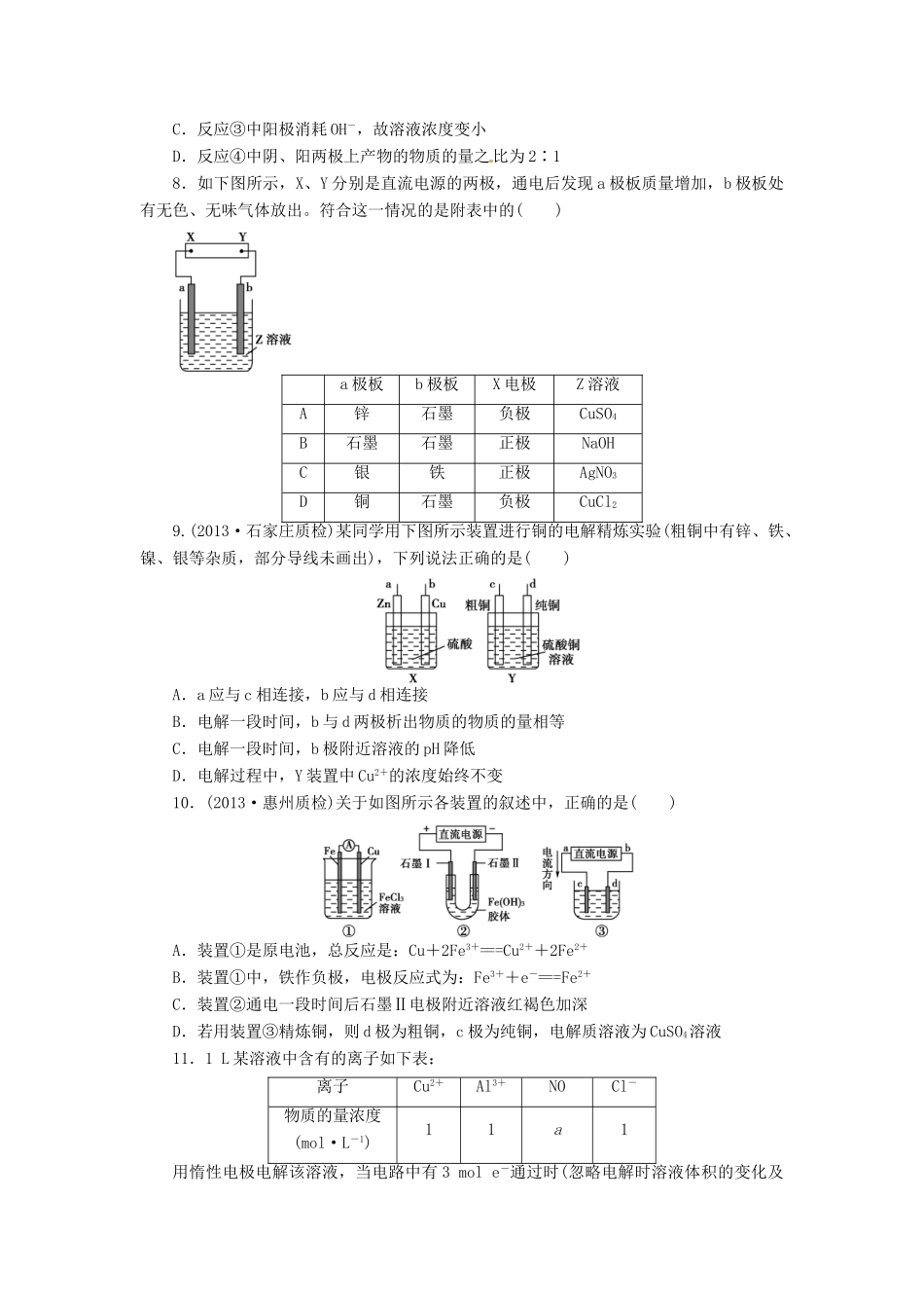 【金版新学案】高考化学总复习 课时作业二十 电能转化为化学能 电解 鲁科版_第2页