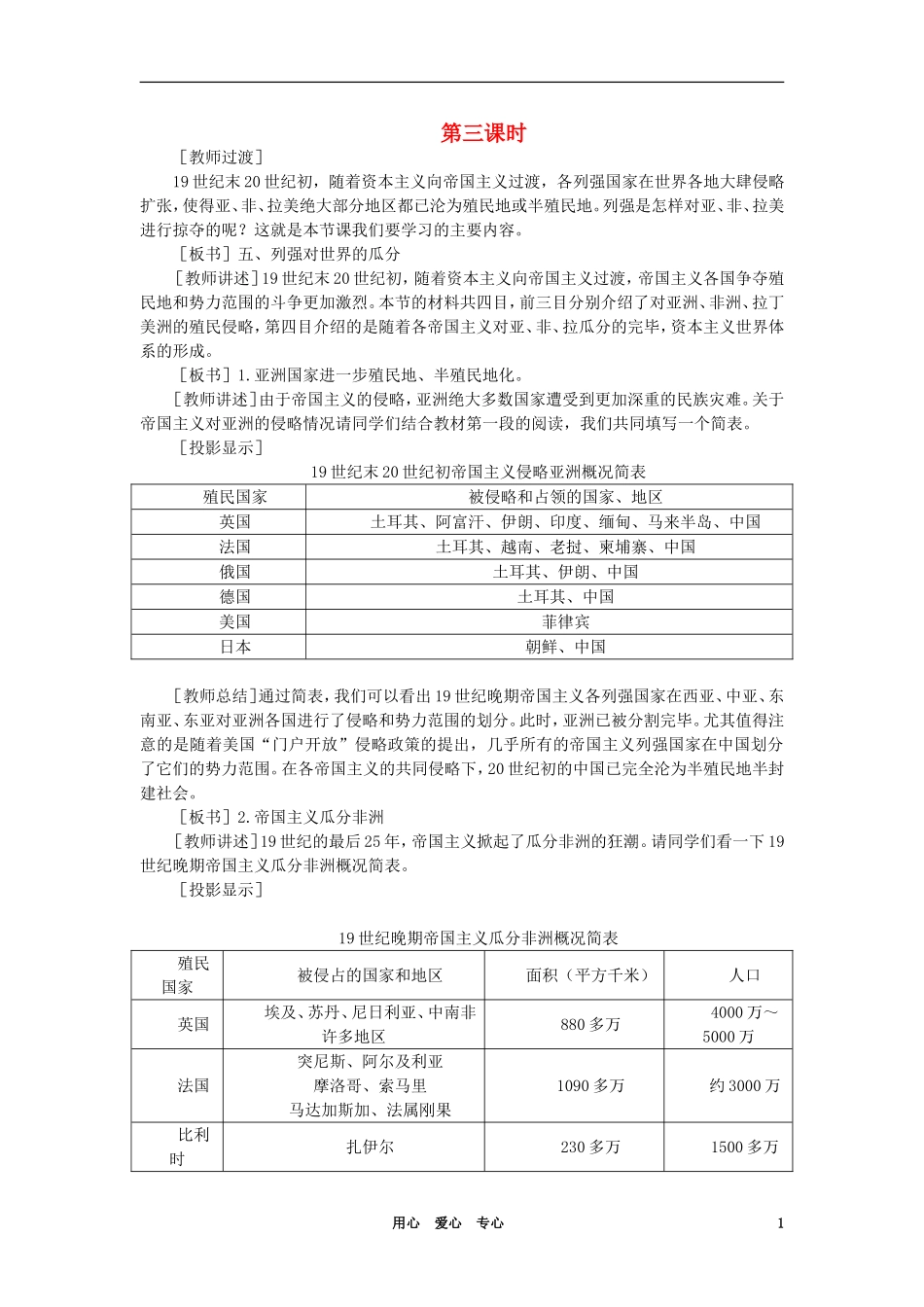 【精品】高中历史 第四章  垄断资本主义的形成   第二节主要资本主义国家向帝国主义过渡(第三课时) 大纲人教版_第1页