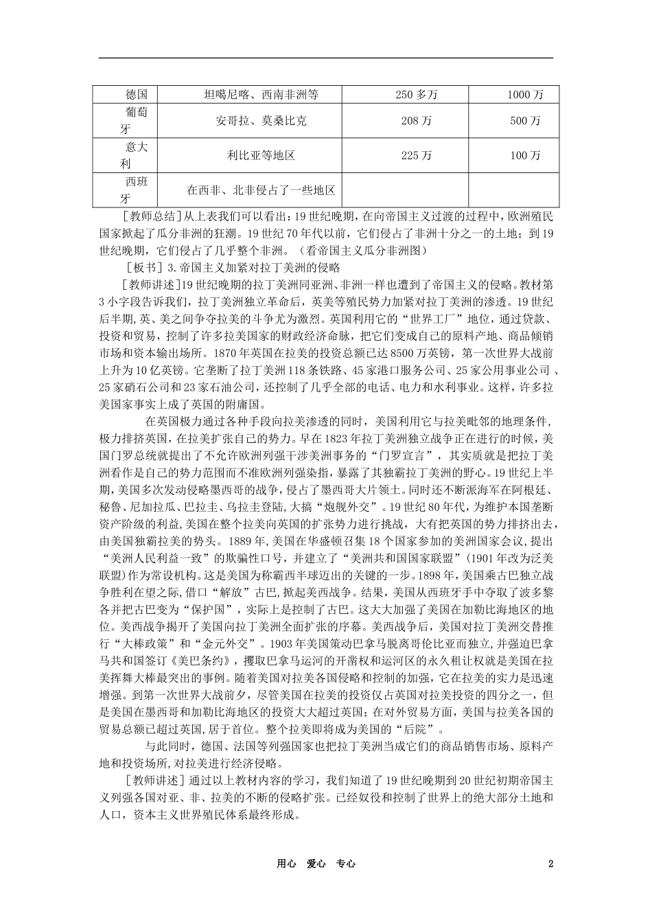 【精品】高中历史 第四章  垄断资本主义的形成   第二节主要资本主义国家向帝国主义过渡(第三课时) 大纲人教版_第2页