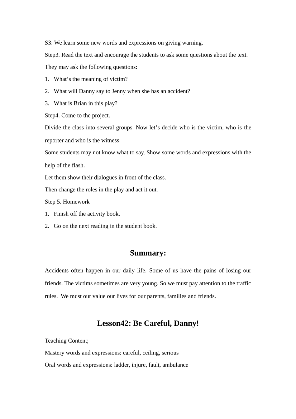 英语：Unit6 Accidents Lessons41-48教案（冀教版九年级上）_第2页