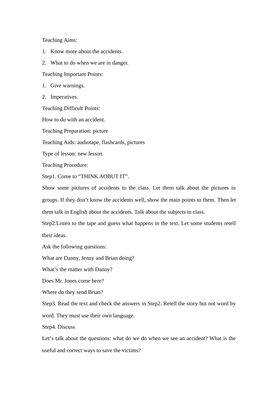 英语：Unit6 Accidents Lessons41-48教案（冀教版九年级上）_第3页