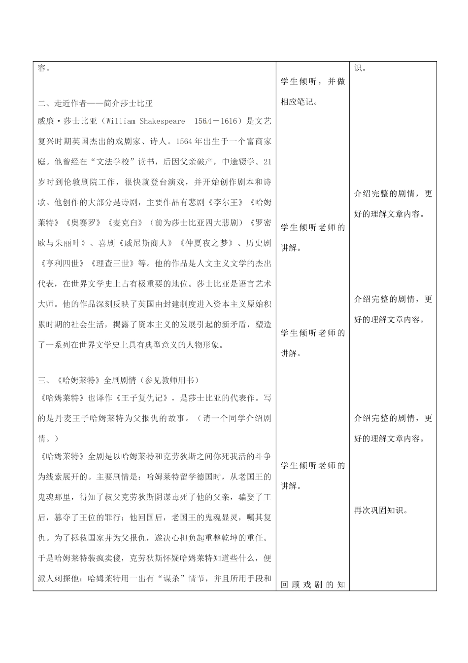 云南省景洪市第四中学高考语文一轮复习 哈姆莱特教案_第3页