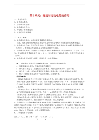 高中物理：6.2《磁场对运动电荷的作用》学案 （鲁科版选修3-1）