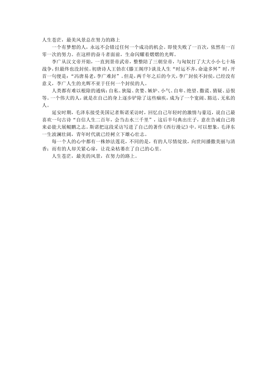 人生苍茫，最美风景总在努力的路上_第1页