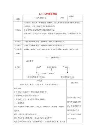 湖北省通山县杨芳中学九年级科学上册 1.4 几种重要的盐（第1课时）教案 浙教版