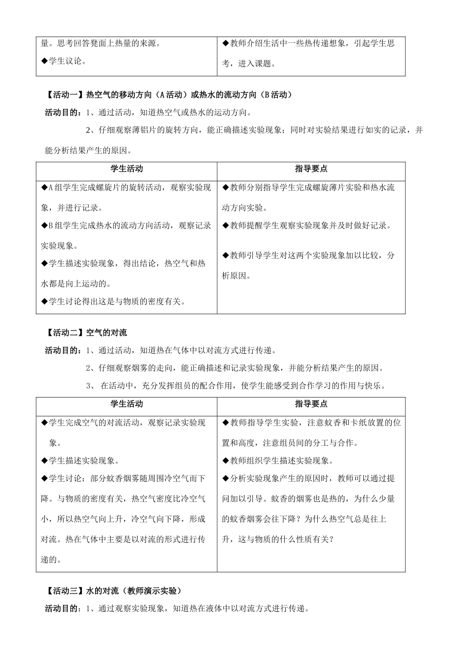 六年级科学下册 第5章 能与能源 5.3 能的转移 热在气体和液体中的传递教案设计 牛津上海版-牛津上海版小学六年级下册自然科学教案_第3页