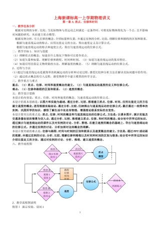 高一物理：上学期物理全部教案新人教版选修1