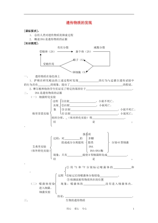 高中生物《遗传物质的发现》学案3 中图版必修2