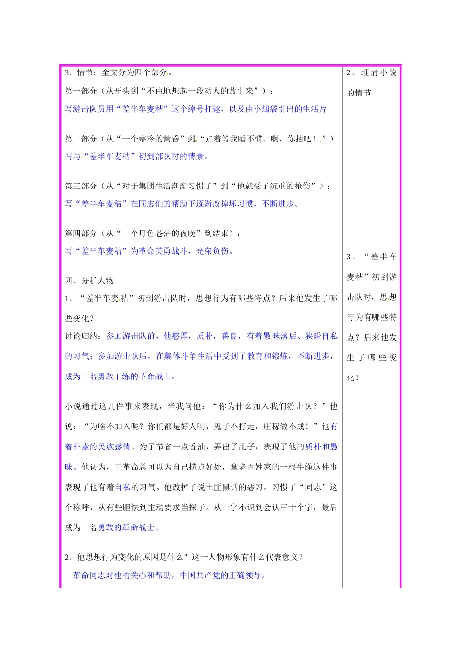 湖南省张家界市慈利县赵家岗土家族乡中学九年级语文上册 第7课《差班车麦秸》第1课时教案 语文版_第3页