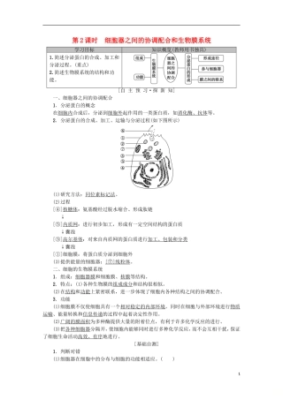 高中生物 第三章 细胞的基本结构 第2节 第2课时 细胞器之间的协调配合和生物膜系统学案 新人教版必修1-新人教版高一必修1生物学案