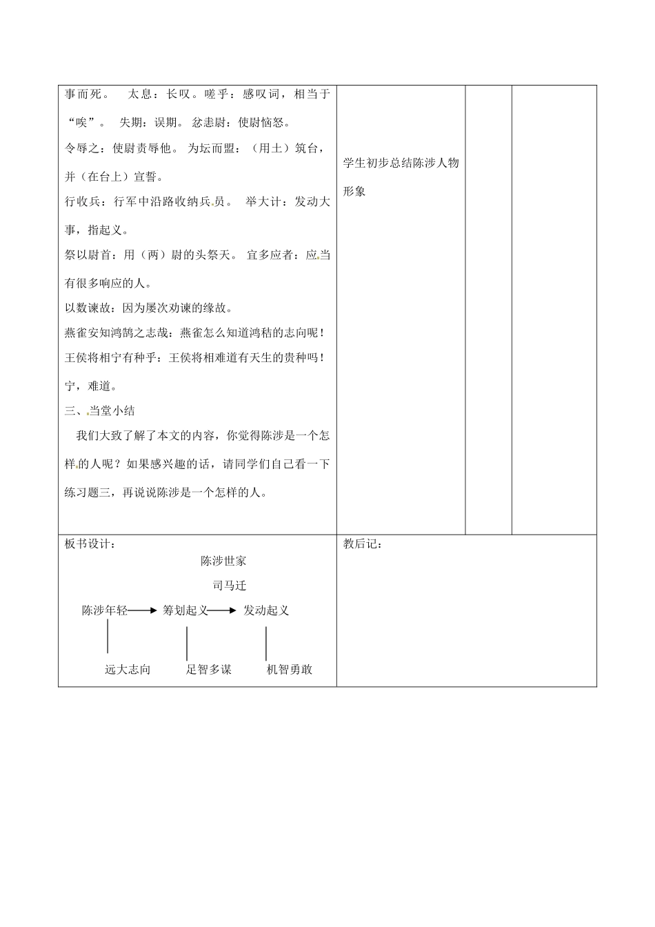 山东省滨州市九年级语文上册《第21课 陈涉世家》教学设计（1）_第3页