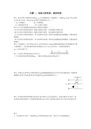 专题09：电场力的性质，能的性质