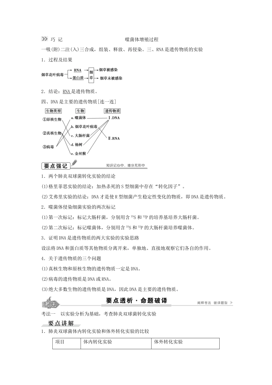 高考生物总复习 第6单元 第17讲 DNA是主要的遗传物质学案-人教版高三全册生物学案_第2页