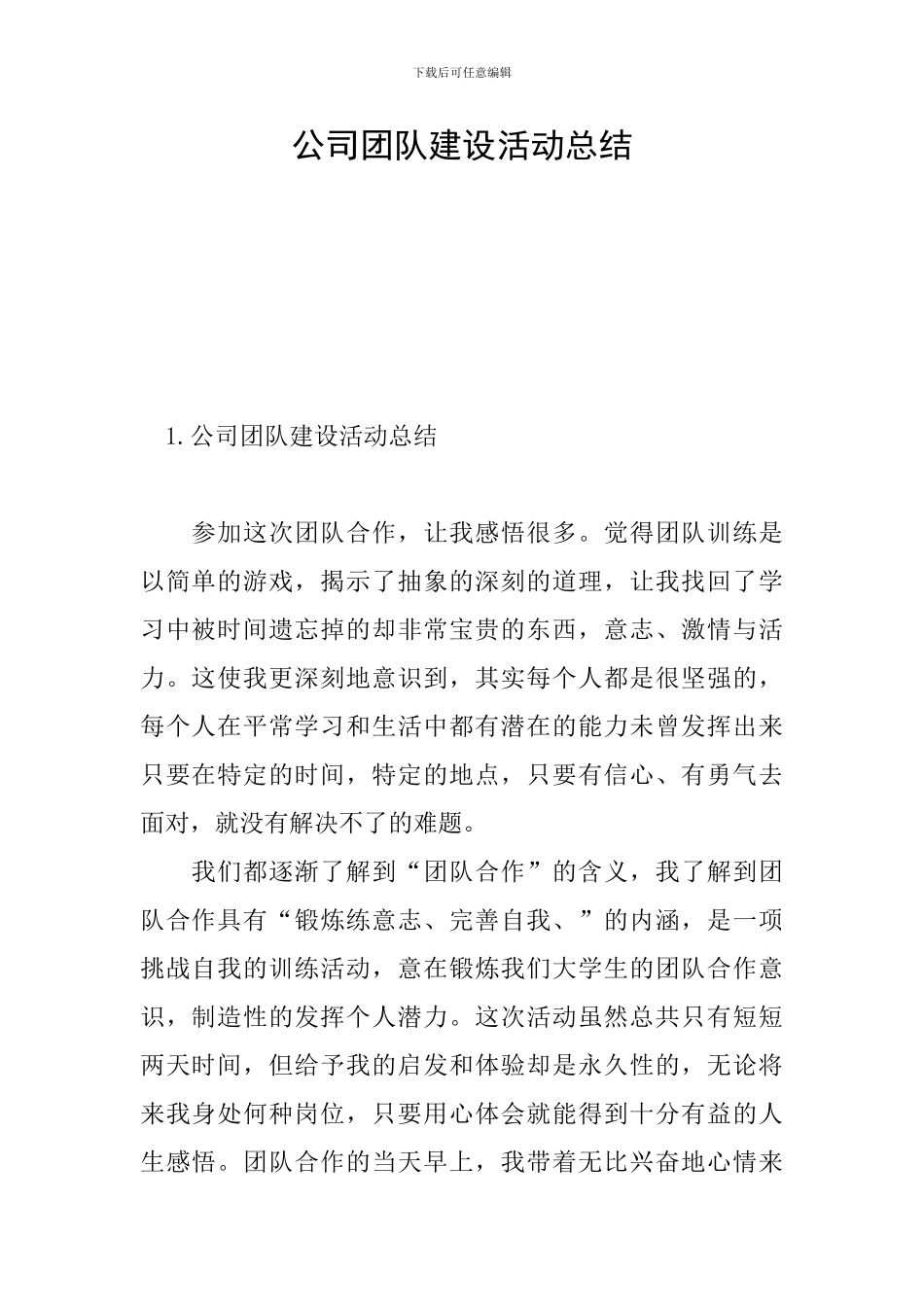 公司团队建设活动总结_第1页