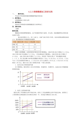 高中信息技术 4.2.3表格数据加工的多元性教案 教科版必修1-教科版高一必修1信息技术教案
