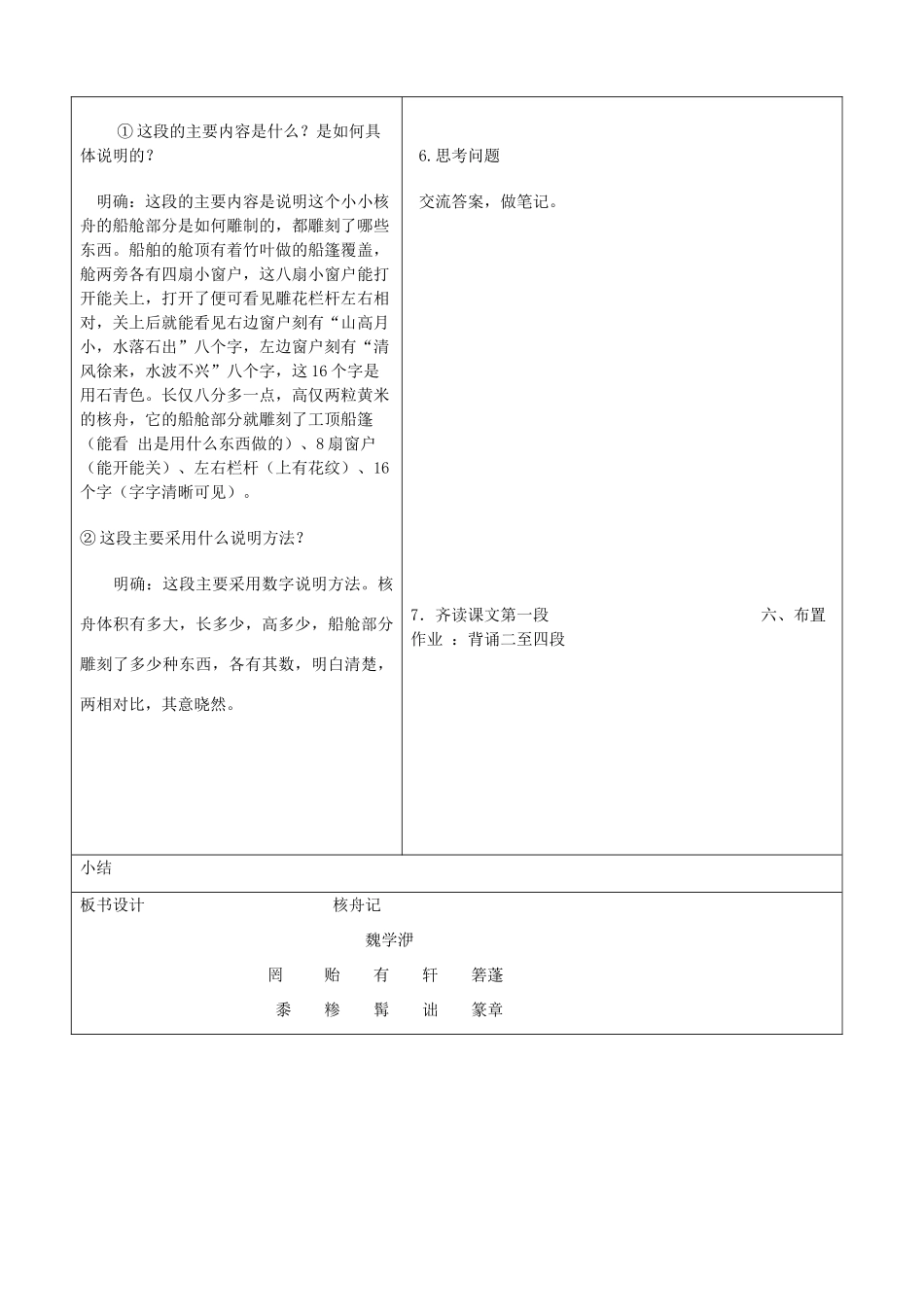 山东省郯城县八年级语文上册《核舟记》教案 人教新课标版_第3页