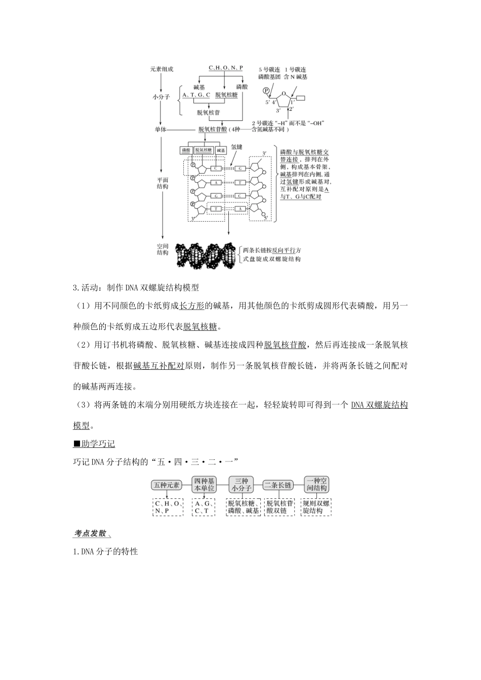 （浙江选考）高考生物一轮复习 第15讲 DNA的分子结构与复制学案-人教版高三全册生物学案_第3页