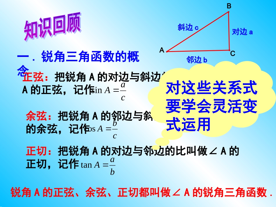 《锐角三角函数复习》课件_第3页