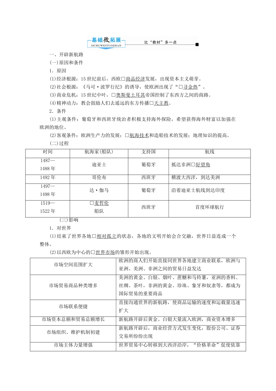 （赢在微点）高考历史总复习 22 开辟新航路、殖民扩张与世界市场的拓展导学案（含解析）新人教版-新人教版高三全册历史学案_第2页