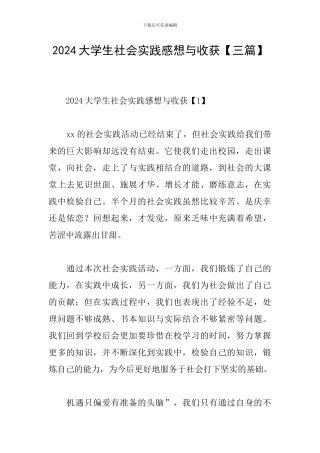 2024大学生社会实践感想与收获